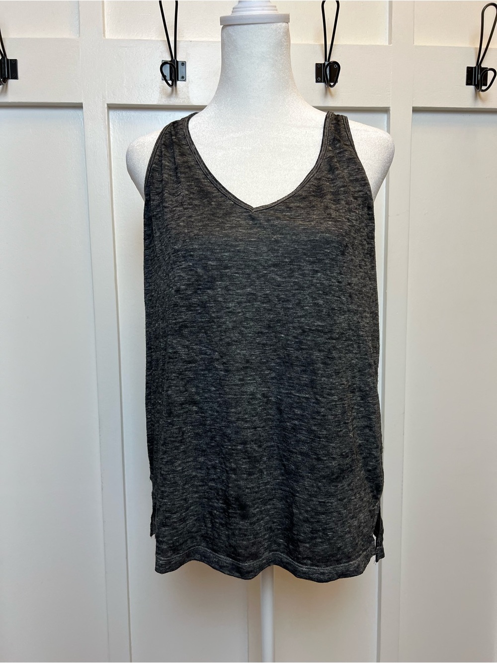 Aerie Women's Size Large Heathered Black Gray Racerback Tank Top Workout Gym
